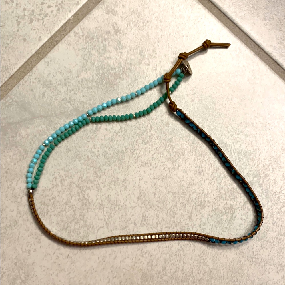 Nakamol Beaded Necklace In Silver Blue And Teal With Brown Base 22$